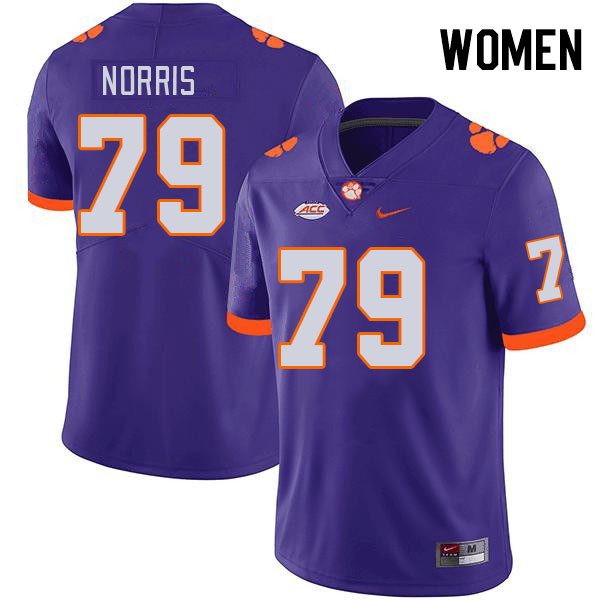 Women's Clemson Tigers Jake Norris #79 College Purple NCAA Authentic Football Stitched Jersey 23AJ30RT